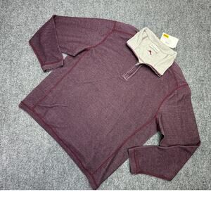 Tommy Bahama Mens Reversible 1/4 Zip LG Pullover Burgundy Gray Marlin NWT